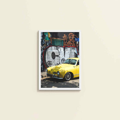 Wall View of Graffiti Ride – Car in Urban Art Photo Frame & Wall Decor in White Color Frame