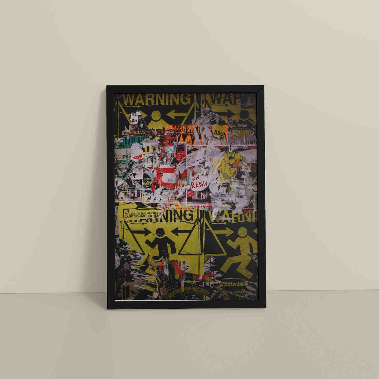 Floor View of Warning Vibes – Graffiti Image Merge Wall Art Frame in Black Color Frame