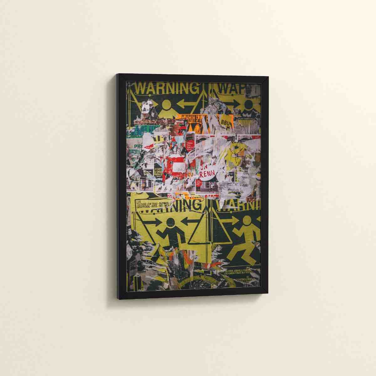 Side View of Warning Vibes – Graffiti Image Merge Wall Art Frame in Black Color Frame