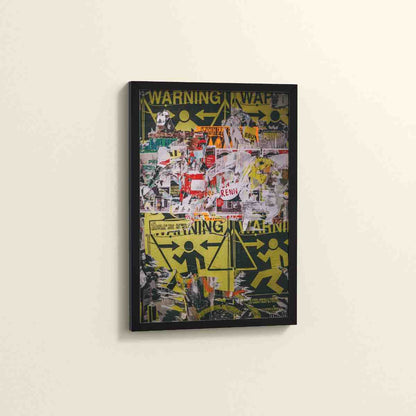 Side View of Warning Vibes – Graffiti Image Merge Wall Art Frame in Black Color Frame