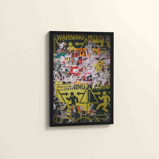 Side View of Warning Vibes – Graffiti Image Merge Wall Art Frame in Black Color Frame