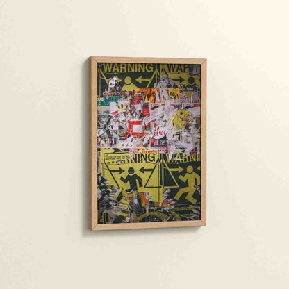 Side View of Warning Vibes – Graffiti Image Merge Wall Art Frame in Natrual Color Frame