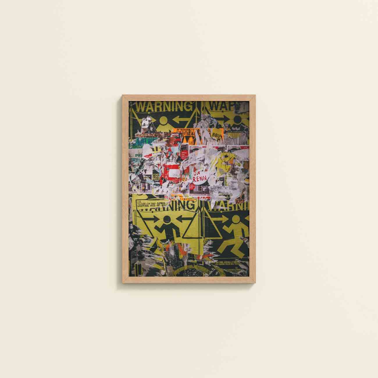 Wall View of Warning Vibes – Graffiti Image Merge Wall Art Frame in Natrual Color Frame