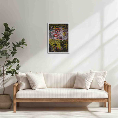 Living Room Cabinet Table Preview of Warning Vibes – Graffiti Image Merge Wall Art Frame in White Color Frame