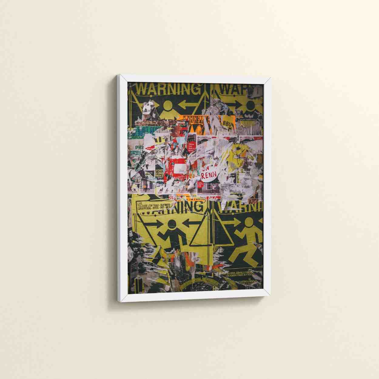 Side View of Warning Vibes – Graffiti Image Merge Wall Art Frame in White Color Frame