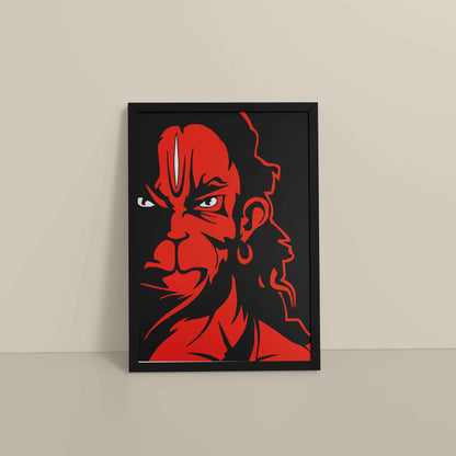 Floor View of Bajrangbali Hanuman Photo Frame & Wall Decor in Black Color Frame