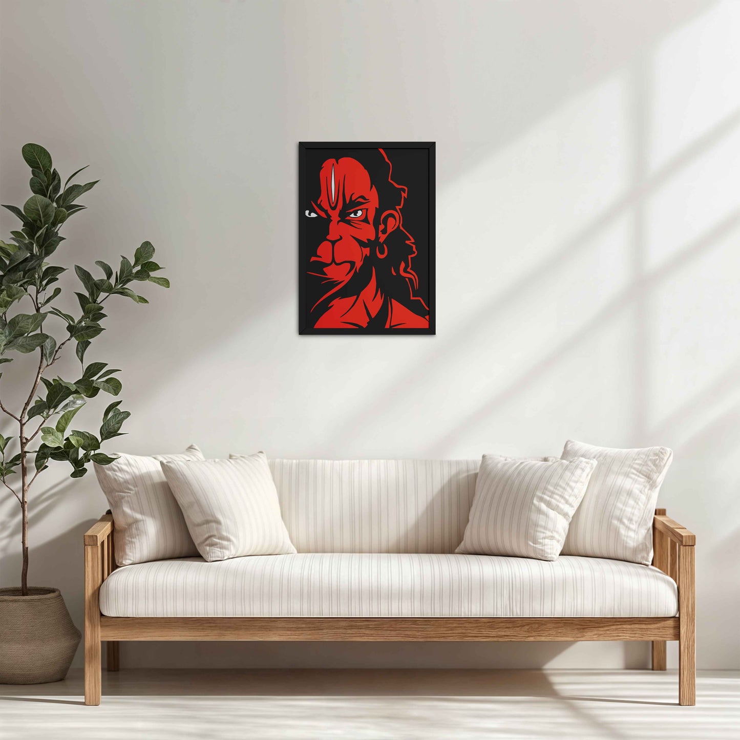 Living Room Cabinet Table Preview of Bajrangbali Hanuman Photo Frame & Wall Decor in Black Color Frame