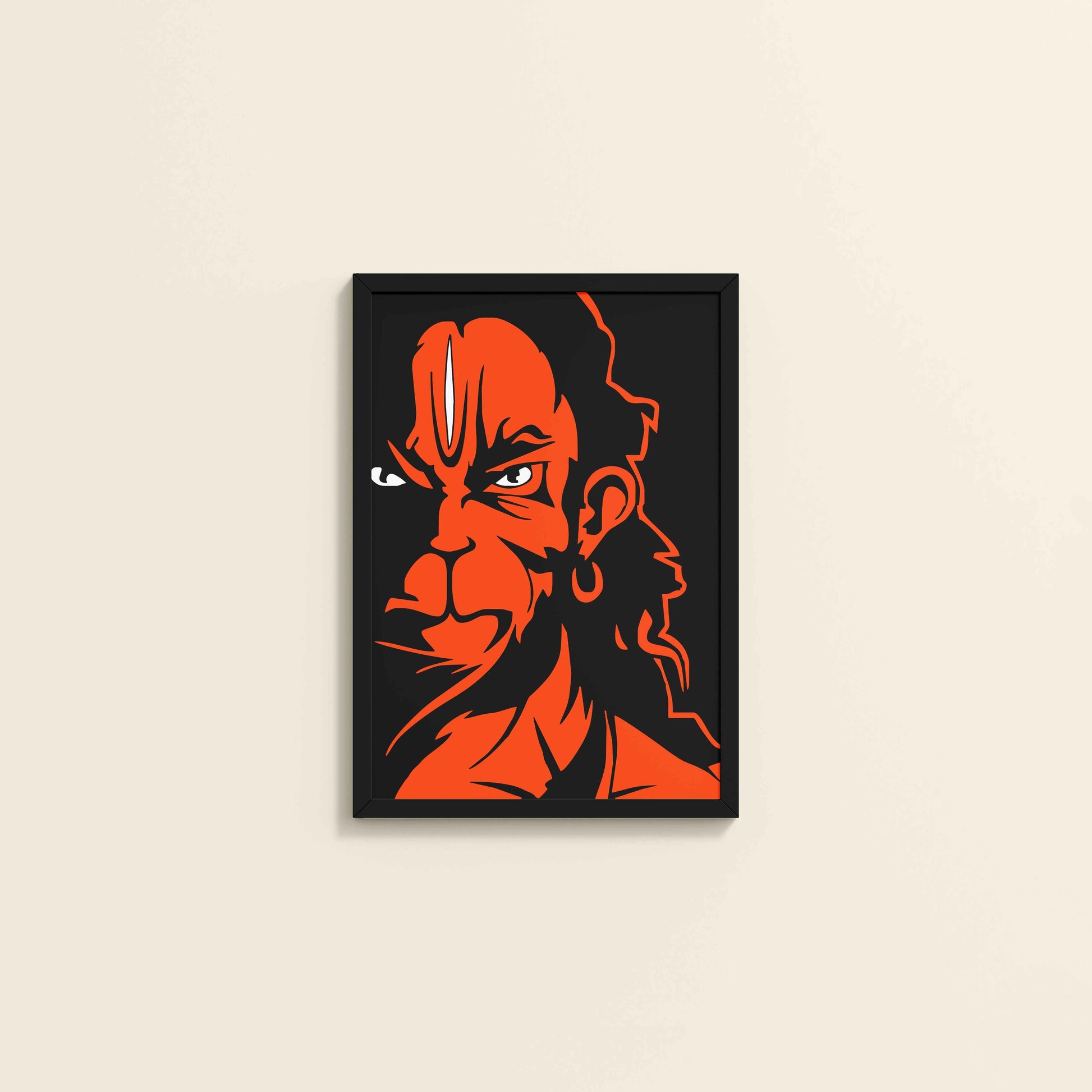 Wall View of Bajrangbali Hanuman Photo Frame & Wall Decor in Black Color Frame
