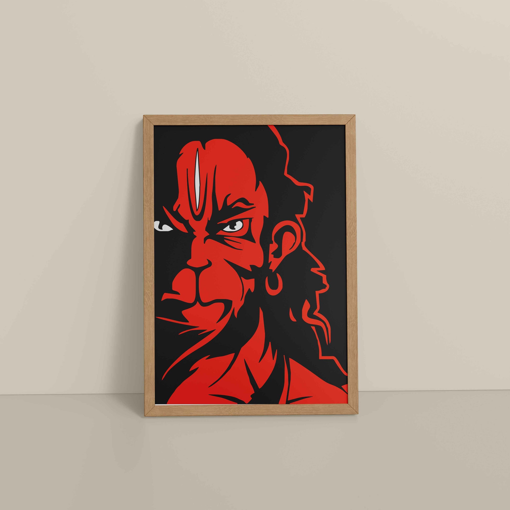 Floor View of Bajrangbali Hanuman Photo Frame & Wall Decor in Natrual Color Frame