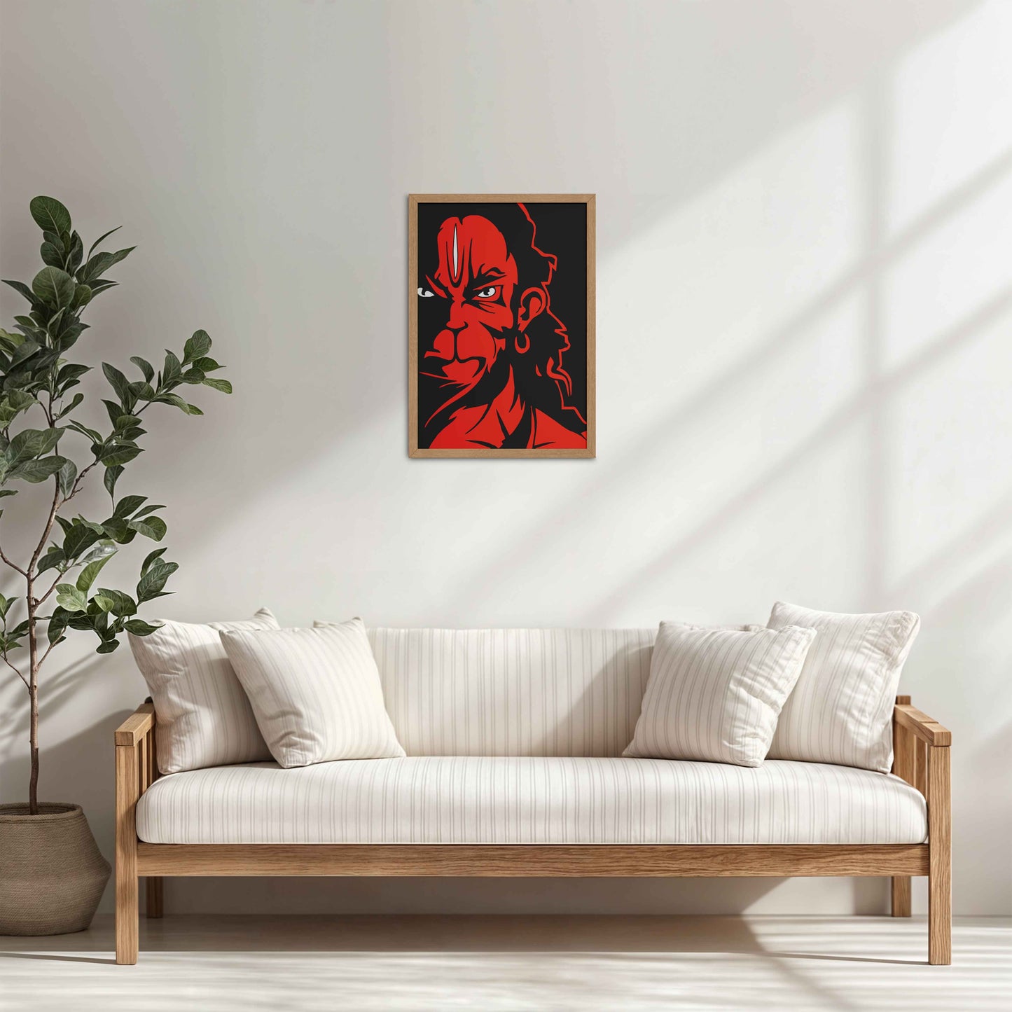 Living Room Cabinet Table Preview of Bajrangbali Hanuman Photo Frame & Wall Decor in Natrual Color Frame