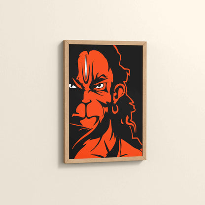 Side View of Bajrangbali Hanuman Photo Frame & Wall Decor in Natrual Color Frame