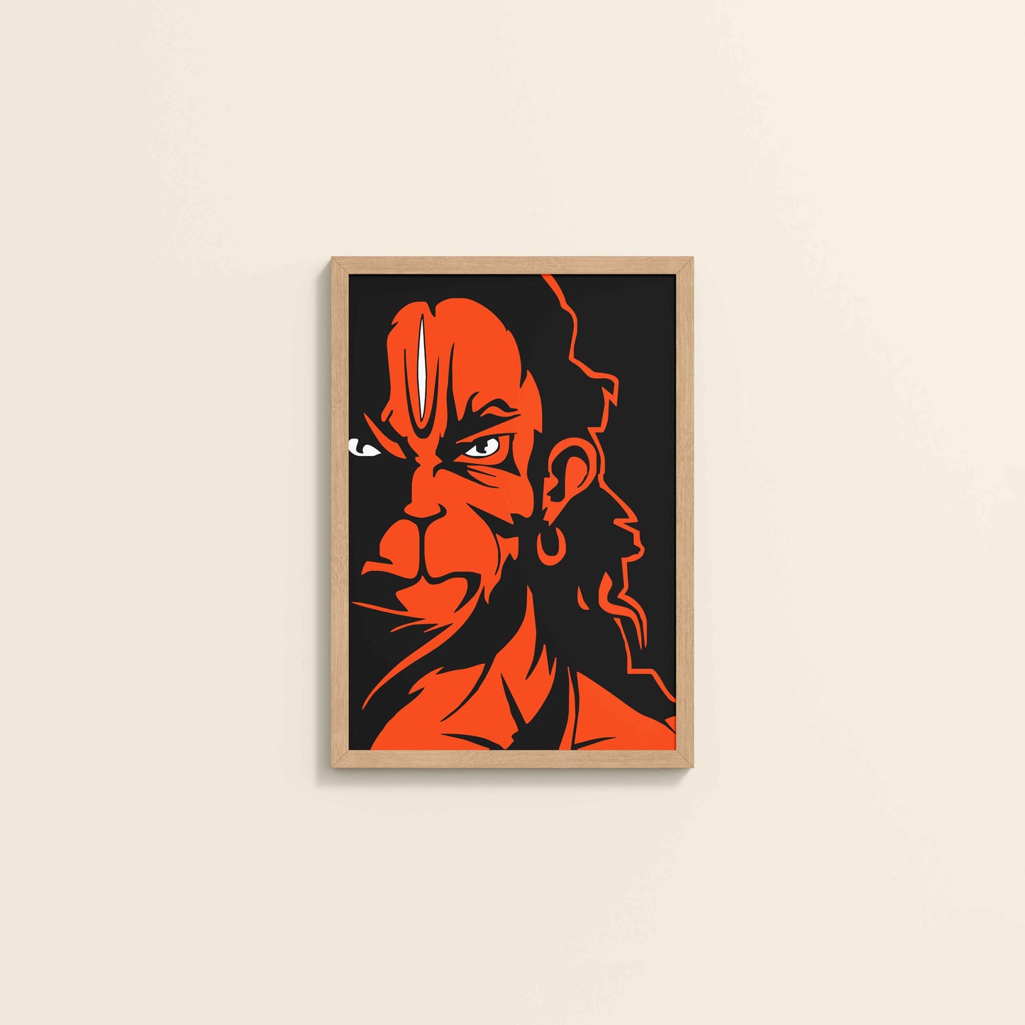 Wall View of Bajrangbali Hanuman Photo Frame & Wall Decor in Natrual Color Frame