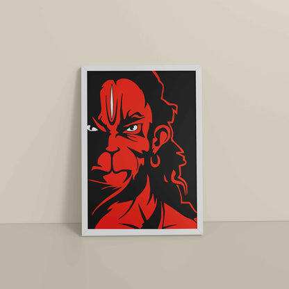 Floor View of Bajrangbali Hanuman Photo Frame & Wall Decor in White Color Frame
