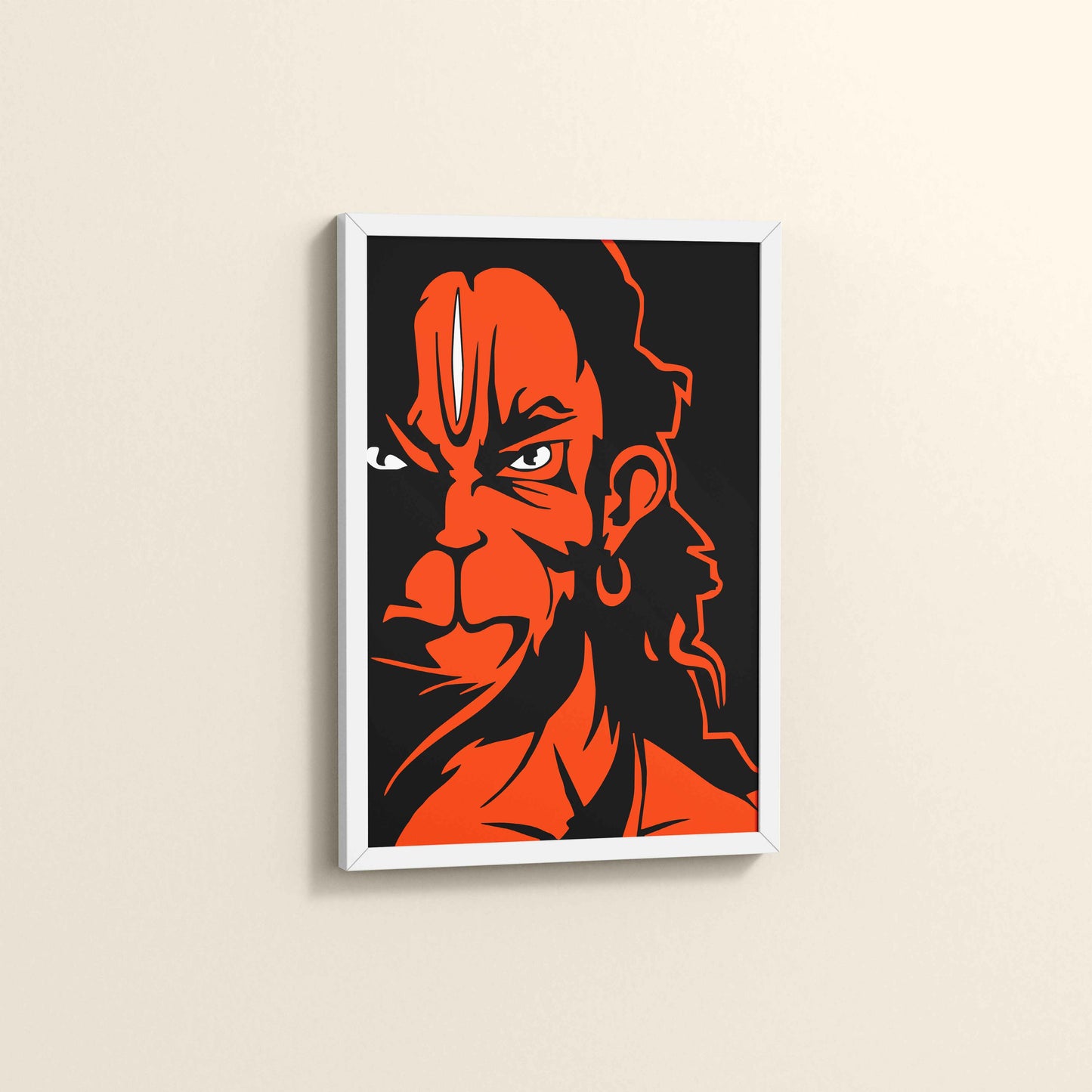 Side View of Bajrangbali Hanuman Photo Frame & Wall Decor in White Color Frame
