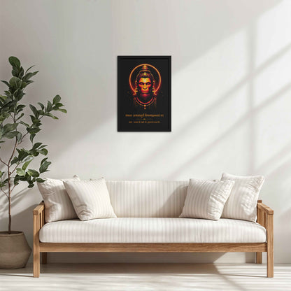 Living Room Cabinet Table Preview of Lord Hanuman Wall Frame & Decor – Peace in Effort, Power in Devotion in Black Color Frame