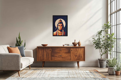 Living Room Sofa Preview of Hanuman : The Power of Bhakti, Strength & Protection - Wall Frame & Art in Black Color Frame