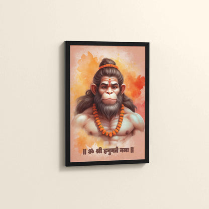 Side View of Devotional Hanuman Wall Art– Featuring Om Shree Hanumate Namah in Black Color Frame