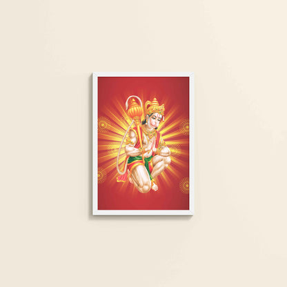 Wall View of Divine Lord Hanuman Wall Frame – Hindu God Wall Decor in White Color Frame