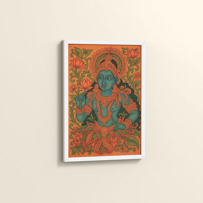 Side View of Divine Grace: Kerala Mural Art Wall Decor in White Color Frame