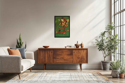 Living Room Sofa Preview of Eternal Love – Radha Krishna Kerala Mural Art in Black Color Frame