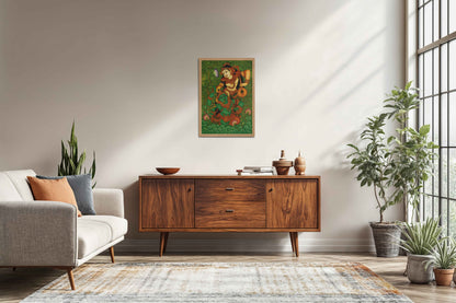 Living Room Sofa Preview of Eternal Love – Radha Krishna Kerala Mural Art in Natrual Color Frame