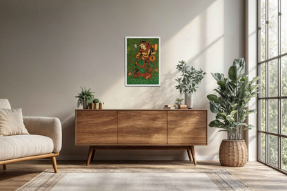 Living Room Cabinet Preview of Eternal Love – Radha Krishna Kerala Mural Art in White Color Frame