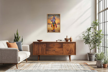 Living Room Sofa Preview of Murlidhar – Krishna Playing Flute Wall Art & Decor in Natrual Color Frame