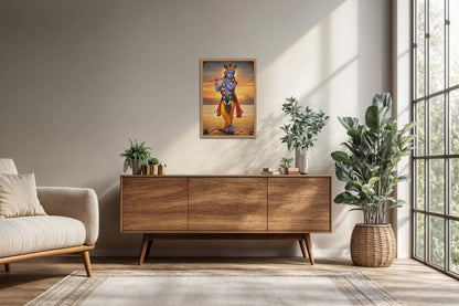 Living Room Cabinet Preview of Murlidhar – Krishna Playing Flute Wall Art & Decor in Natrual Color Frame