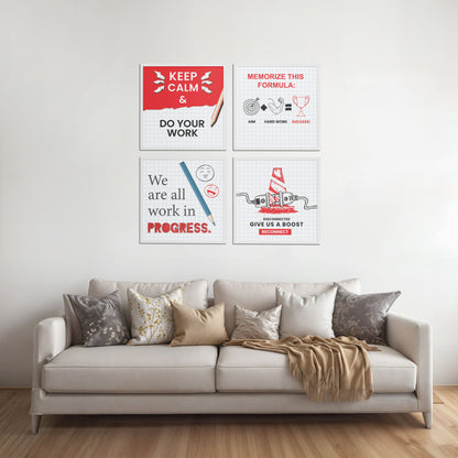 Living Room Sofa Preview of Brain Boost – Progress & Success Quote Set of 4 Frames in White Color Frame