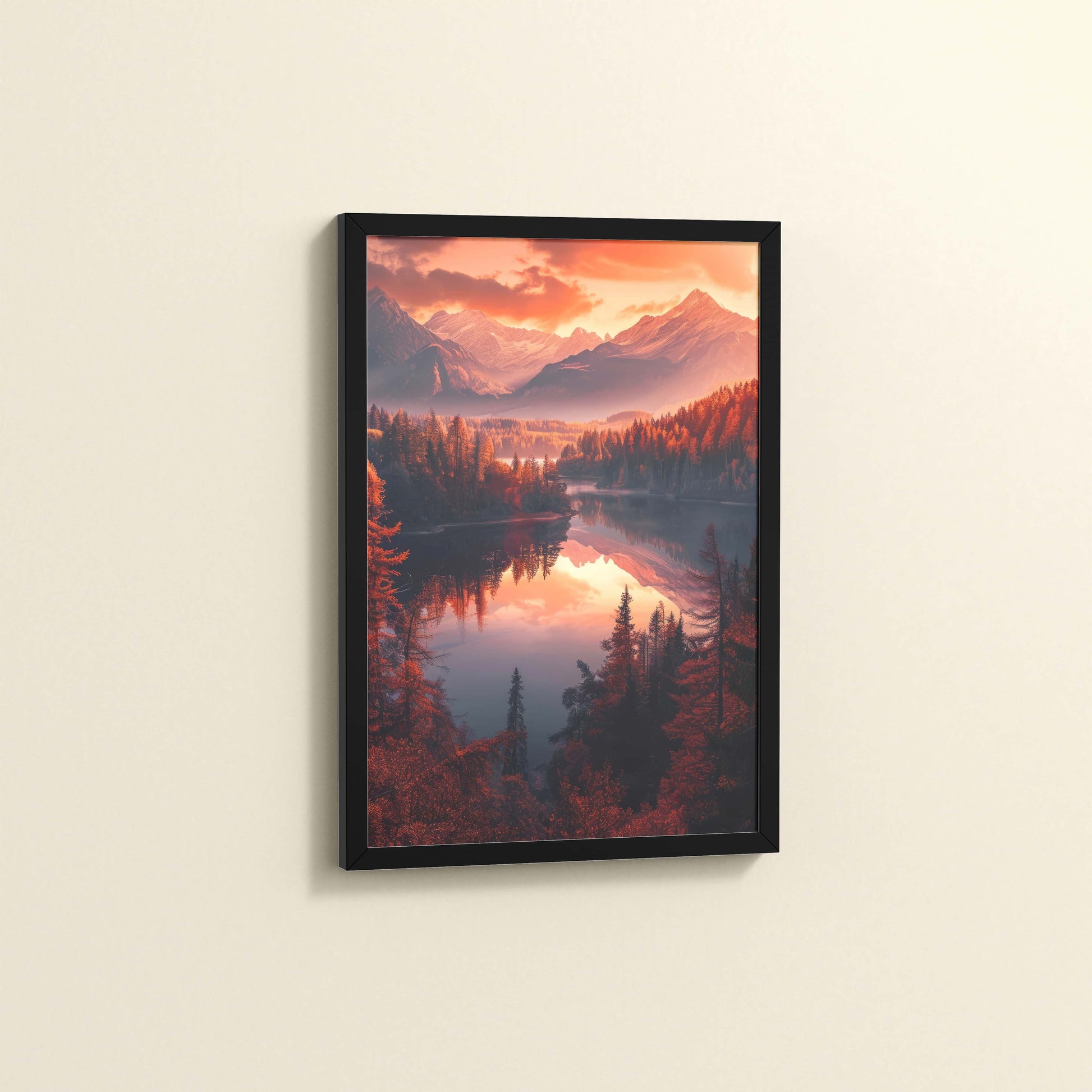 Side View of Autumn Serenity – Scenic Landscape Photo Frame in Black Color Frame