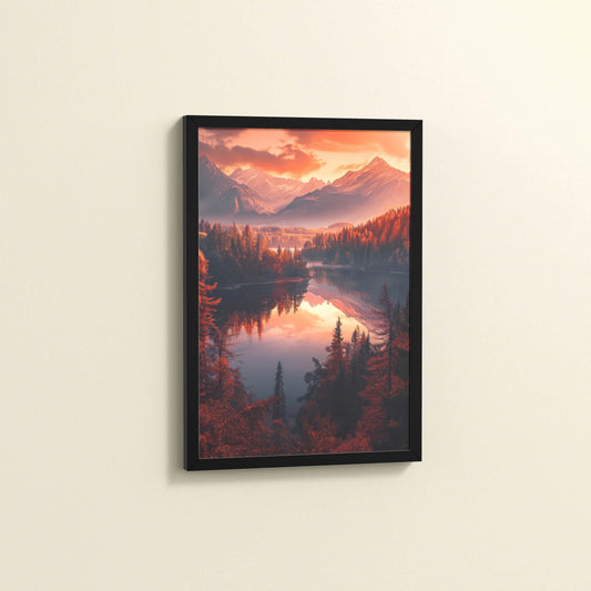 Side View of Autumn Serenity – Scenic Landscape Photo Frame in Black Color Frame