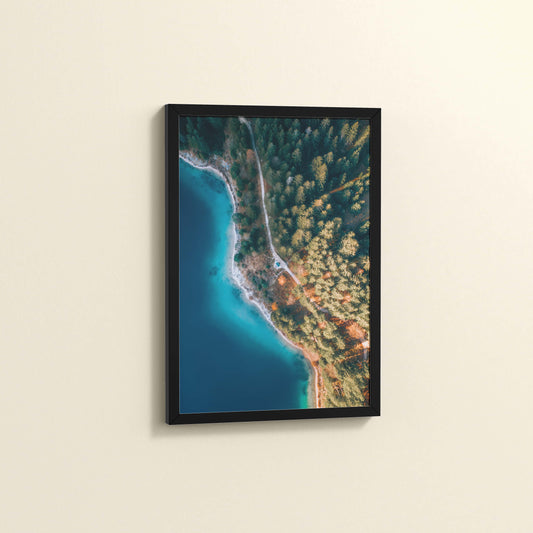 Side View of Coastal Trees View – Landscape Wall Art Photo Frame in Black Color Frame