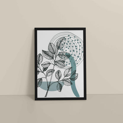Floor View of Nature’s Rhythm – Contemporary Leaf Line Art in Black Color Frame