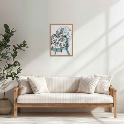 Living Room Cabinet Table Preview of Nature’s Rhythm – Contemporary Leaf Line Art in Natrual Color Frame