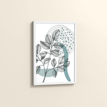Side View of Nature’s Rhythm – Contemporary Leaf Line Art in White Color Frame