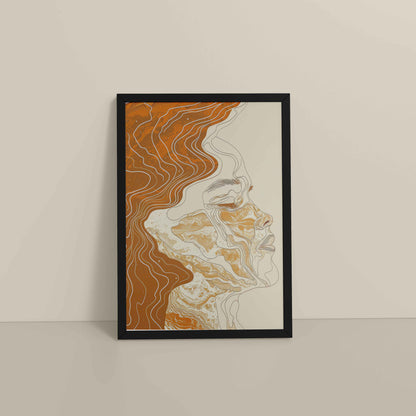 Floor View of Ethereal Flow – Abstract Female Line Art in Black Color Frame
