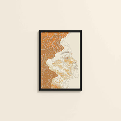 Wall View of Ethereal Flow – Abstract Female Line Art in Black Color Frame