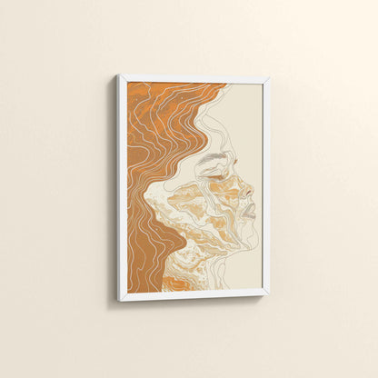 Side View of Ethereal Flow – Abstract Female Line Art in White Color Frame