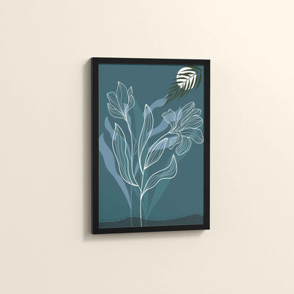 Side View of Floral Majesty – Minimalist Line Art Wall Decor in Black Color Frame