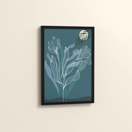 Side View of Floral Majesty – Minimalist Line Art Wall Decor in Black Color Frame