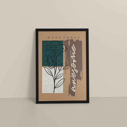 Floor View of Daily Bloom – Motivational Flower Line Artwork in Black Color Frame