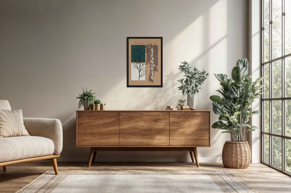 Living Room Cabinet Preview of Daily Bloom – Motivational Flower Line Artwork in Black Color Frame