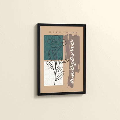 Side View of Daily Bloom – Motivational Flower Line Artwork in Black Color Frame