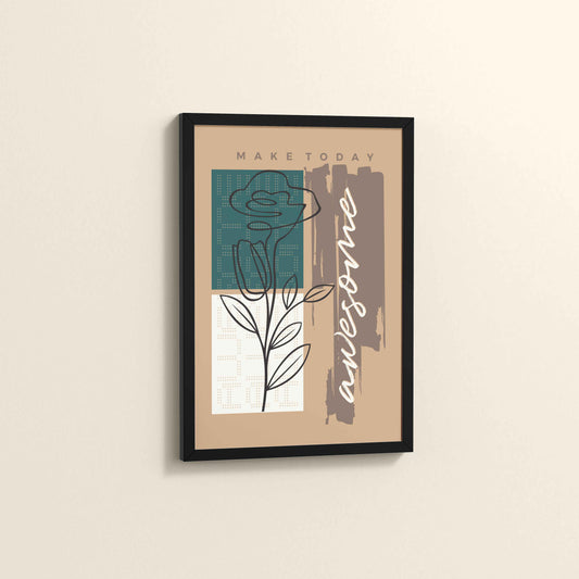 Side View of Daily Bloom – Motivational Flower Line Artwork in Black Color Frame