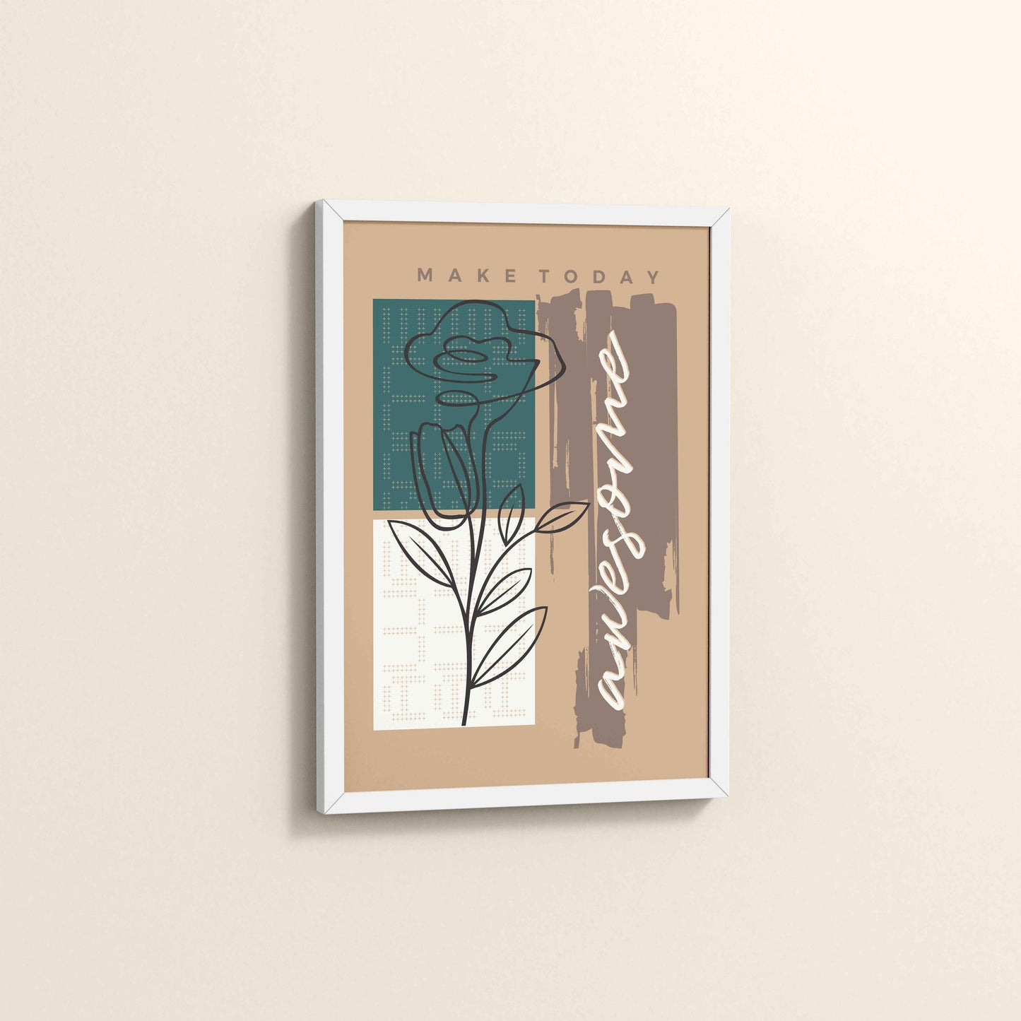 Side View of Daily Bloom – Motivational Flower Line Artwork in White Color Frame