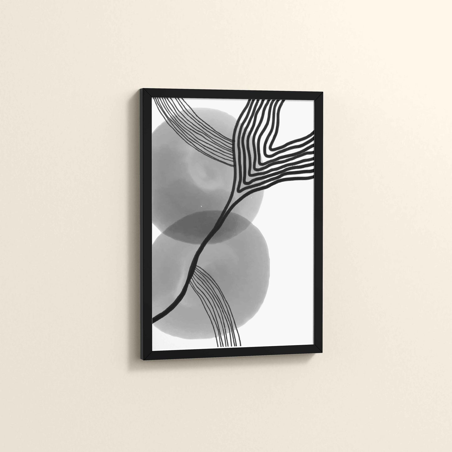 Side View of Waves of Contrast – Black and White Abstract Art in Black Color Frame
