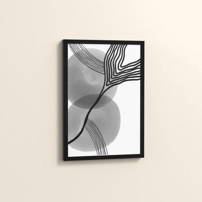 Side View of Waves of Contrast – Black and White Abstract Art in Black Color Frame