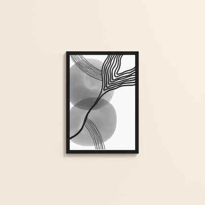 Wall View of Waves of Contrast – Black and White Abstract Art in Black Color Frame