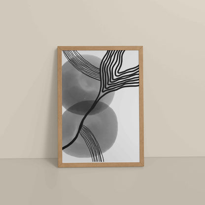 Floor View of Waves of Contrast – Black and White Abstract Art in Natrual Color Frame