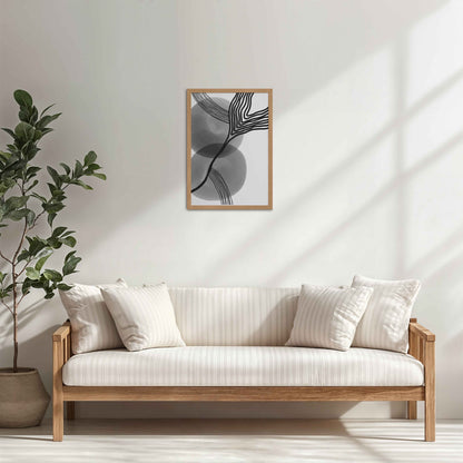 Living Room Cabinet Table Preview of Waves of Contrast – Black and White Abstract Art in Natrual Color Frame
